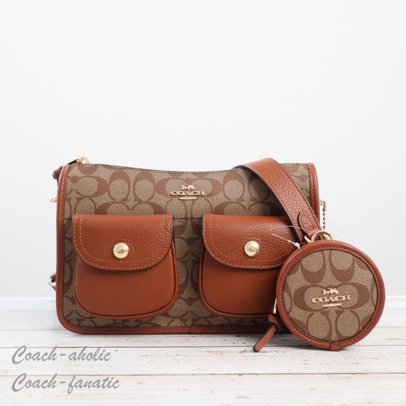 Coach Handbags - NWT Coach C5675 Pennie Crossbody With Coin Case In Signature Canvas Khaki